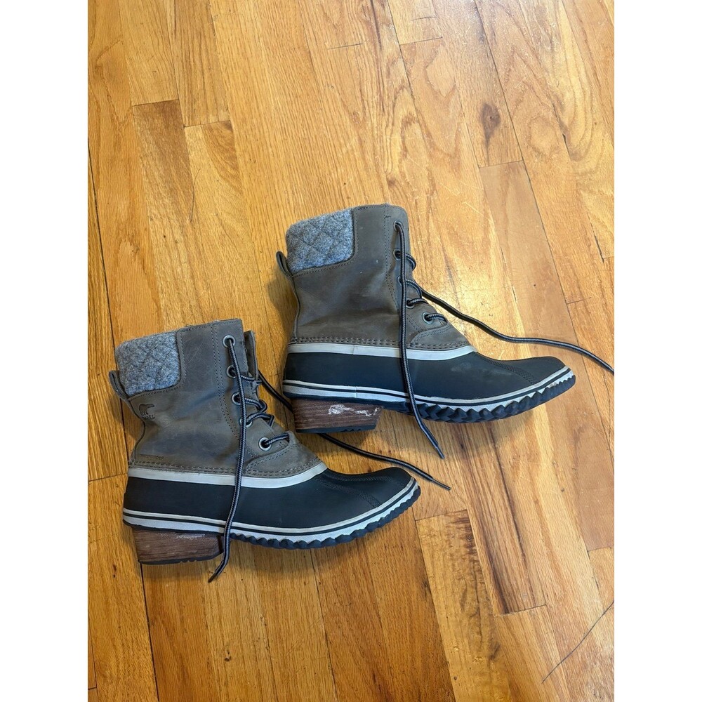 Sorel Slimpack Laceup gray Duck Boots Leather upper waterproof size 11